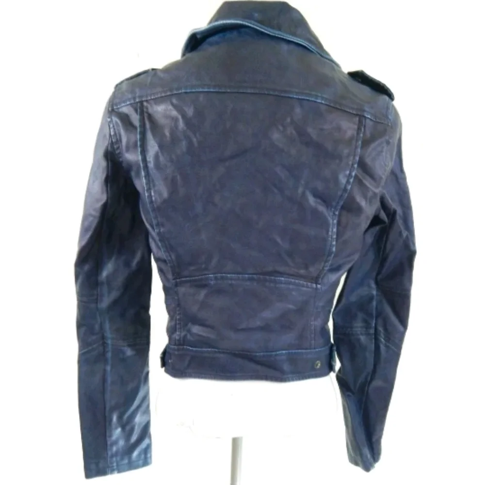 Blank NYC Navy Vegan Leather Moto Jacket